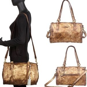 Old Trend gold distressed leather leaf satchel
